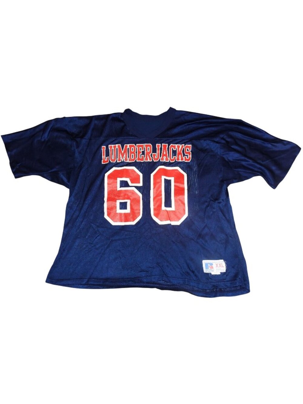 Vintage Lumberjacks Navy Russell Athletic Football Jersey Size XXL Made in USA